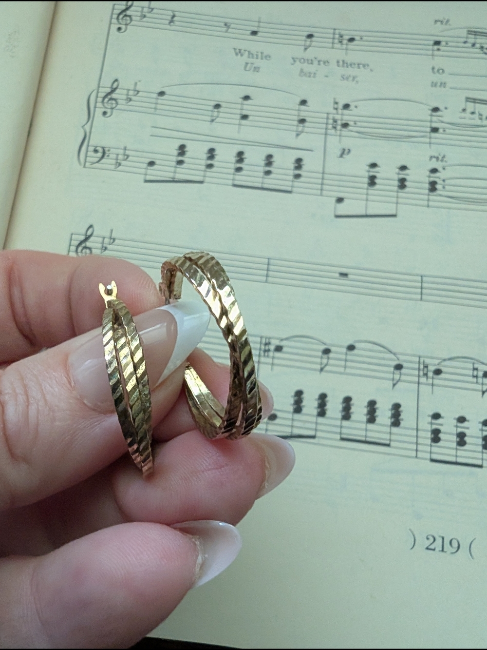Gold Textured Hoop Earrings - Women's Fashion Jewelry
